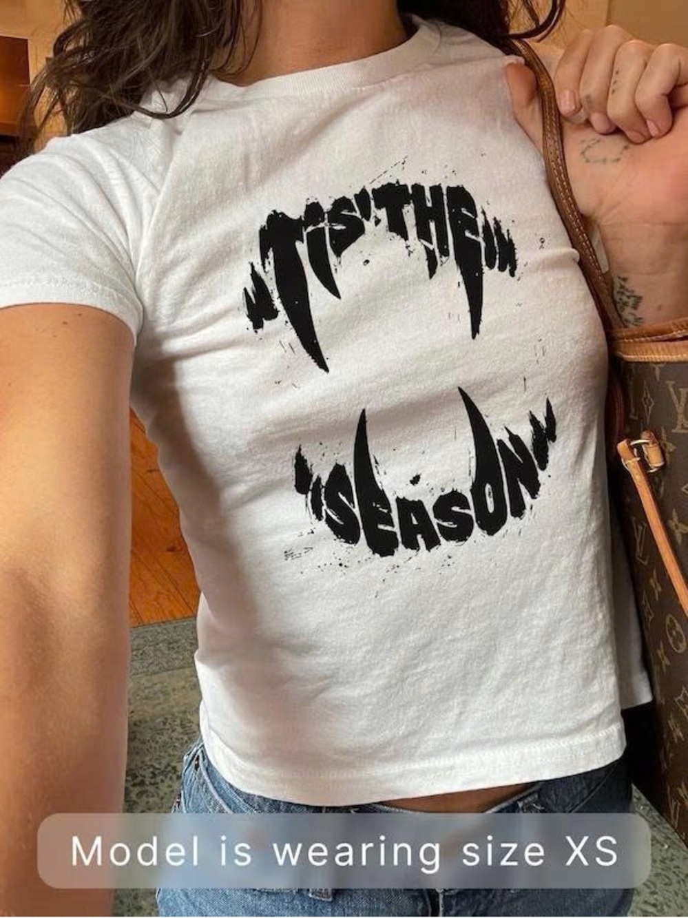 White Graphic Crop Tee - 'Tis The Season